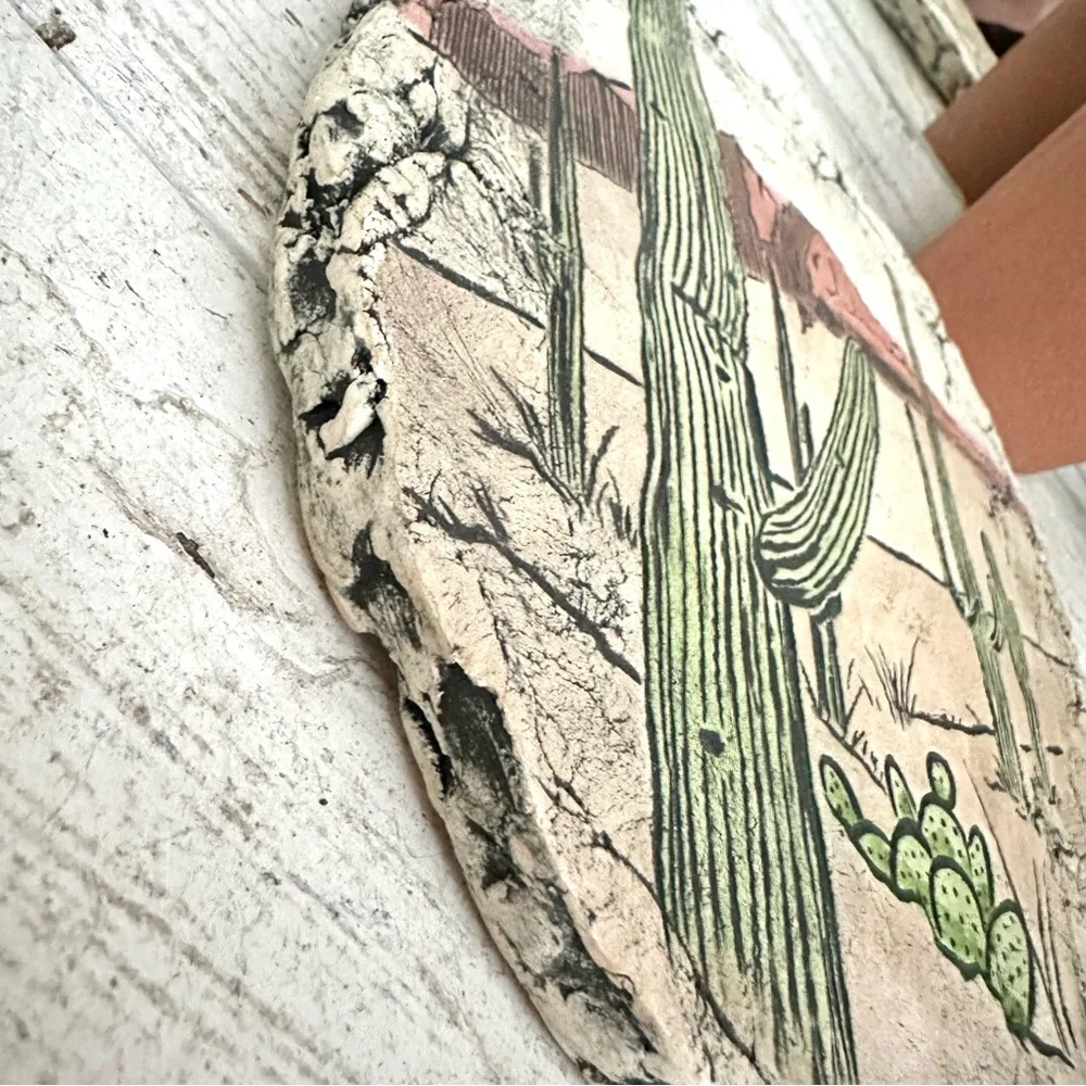 Vintage Green and Sand/BeigeDesert Cactus Trivet/Wall Hanging